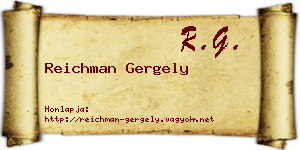 Reichman Gergely névjegykártya